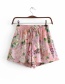 Fashion Pink Flowers Decorated Drawstring Shorts