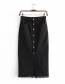 Fashion Black Buttons Decorated Pure Color Skirt