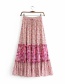 Fashion Pink Flowers Decorated Drawstring Skirt