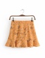 Fashion Yellow Flowers Decorated Pure Color Skirt