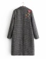 Fashion Gray Embroidery Flower Decoraterd Overcoat