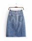 Fashion Blue Irregular Shape Design Pure Color Skirt