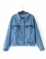 Fashion Blue Buttons Decorated Pure Color Coat