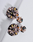 Fashion Gray Full Diamond Decorated Round Earrings