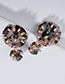 Fashion Gray Full Diamond Decorated Round Earrings