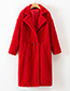 Fashion Claret Red Pure Color Decorated Coat