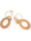 Elegant Gold Color Oval Shape Design Pure Color Earrings