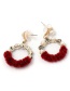 Elegant Brown Pearls&diamond Decorated Long Earrings