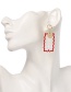 Elegant Red Pearls Decorated Square Shape Earrings