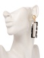 Elegant Black+white Square Shape Design Long Earrings