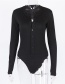 Fashion Black Pure Color Decorated Jumpsuit