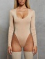 Fashion Khaki Pure Color Decorated Long Sleeves Jumpsuit