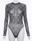 Fashion Gray Grids Pattern Decorated Jumpsuit