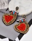 Fashion Orange Heart Shape Decorated Full Diamond Earrings