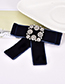 Fashion Navy Diamond Decorated Brooch