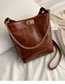 Vintage Brown Buckle Decorated Shoulder Bag