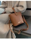 Vintage Light Brown Pure Color Decorated Shoulder Bag