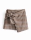 Fashion Brown Grid Pattern Decorated Skirt