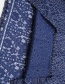 Fashion Navy Round Neckline Design Pure Color Sweater