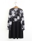 Fashion Black Flower Pattern Decorated Dress