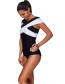 Simple Black Color Matching Decorated Swimwear