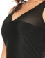 Sexy Black V Neckline Design Pure Color Bikini