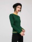 Fashion Green Round Neckline Design Sweater