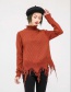 Fashion Coffee Pure Color Decorated Sweater