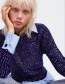 Fashion Navy Bead Decorated Sweater