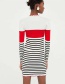 Fashion White Stripe Pattern Decorated Dress