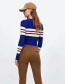 Fashion Blue Stripe Pattern Decorated Sweater