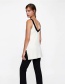Fashion White V Neckline Design Pure Color Vest