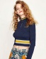 Fashion Navy Zipper Decorated Sweater