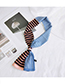 Fashion Brown+green Stripe Pattern Decorated Small Scarf