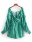 Fashion Green V Neckline Design Pure Color Jumpsuit