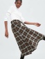Fashion Khaki Grid Pattern Decorated A-line Skirt