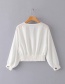Fashion White V Neckline Design Pure Color Shirt