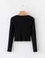 Fashion Black Pure Color Design Knitting Blouse