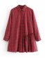 Fashion Red Grid Pattern Decorated Simple Shirt