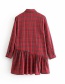 Fashion Red Grid Pattern Decorated Simple Shirt