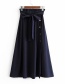 Fashion Navy Pure Color Decorated A-line Skirt