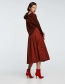 Fashion Claret Red Pure Color Decorated A-line Skirt