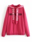 Fashion Plum Red Letter Pattern Decorated Loose Sweater