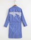 Fashion Blue Lace Decorated Stripe Pattern Shirt