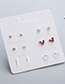Elegant Alloy Heart Shape&diamond Decorated Earrings(6pairs)