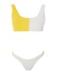 Sexy Yellow+white Color Matching Decorated Split Swimwear
