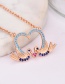 Fashion Rose Gold Birds Decorated Heart Shape Necklace