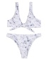 Sexy White+navy Stripe Pattern Decorated Split Bikini