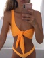 Sexy Yellow One-shoulder Design Pure Color Bikini