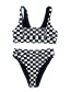 Sexy White+black Grid Pattern Decorated Split Bikini
